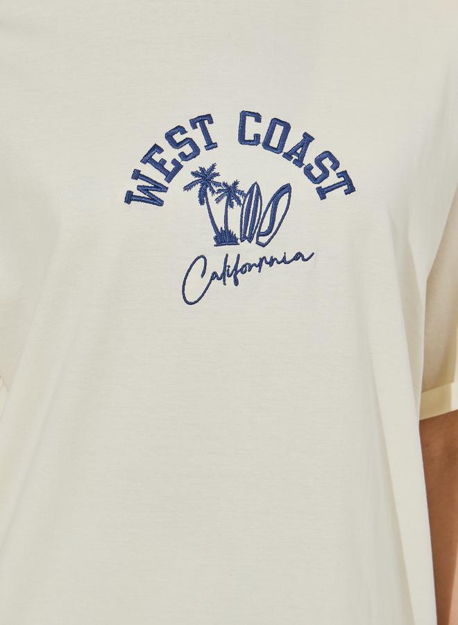 Styli Oversized West Coast Embroidered Turn-Up Sleeves T-Shirt - Image 4